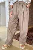 Made in Italy Runa Leather Look Tapered Barrel Pant Clay
